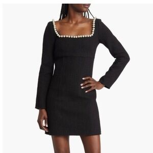 NWOT & Other Stories Black Long Sleeve Dress with Pearl square neckline